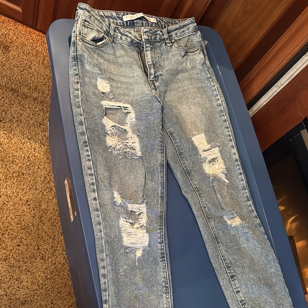 Distressed Blue Jeans